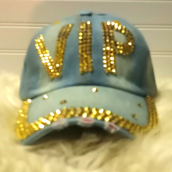 VIP Gold Bling 💎 Denim Baseball Cap - Picture 11 of 12